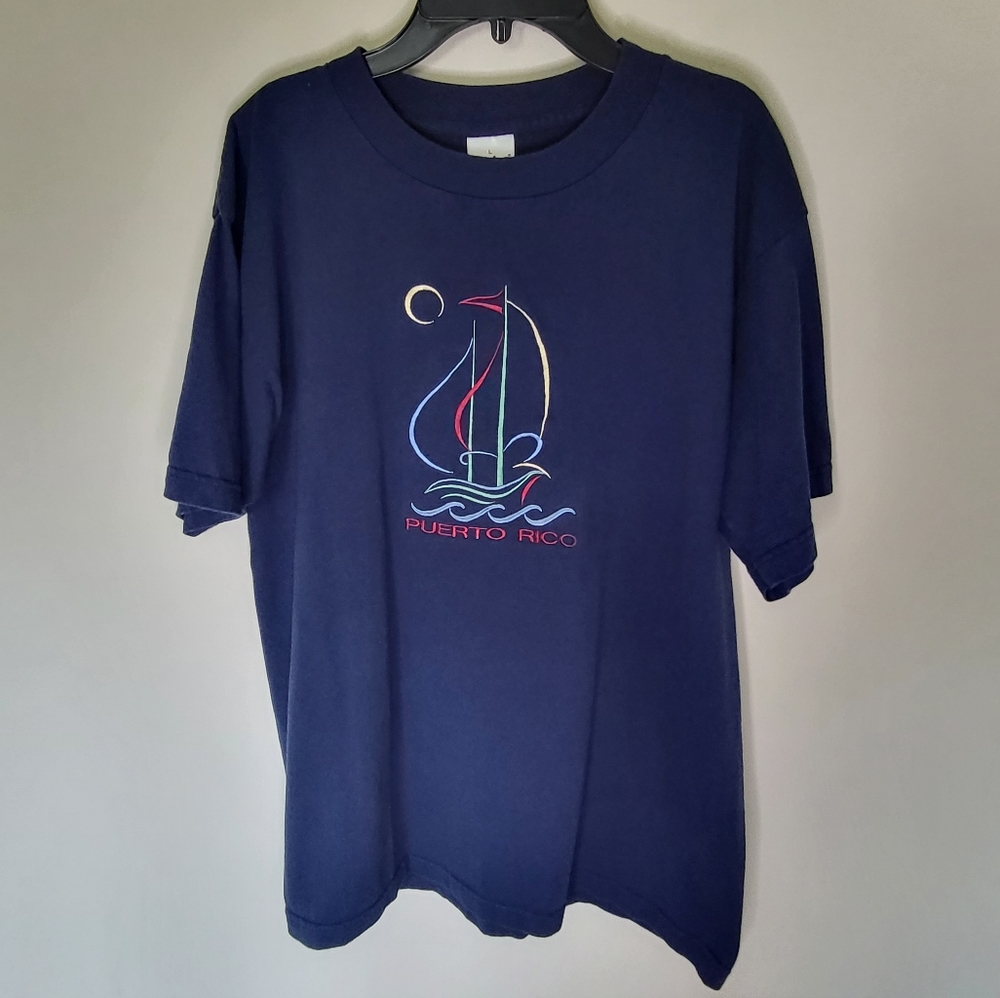 Vintage Murina Embroidered Puerto Rico T-Shirt Made In the USA Size Large